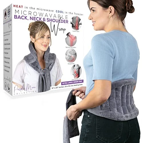 XL Microwave Heating Pad for Back Pain Relief with 71u0026#034; Ties/Straps to  Secure Any | eBay