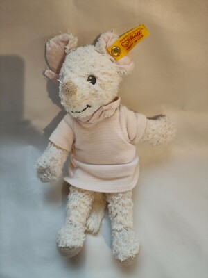 Steiff Maus Ratte weiss rosa Frottee Stofftier Schmusetier Kuscheltier 22cm TOP