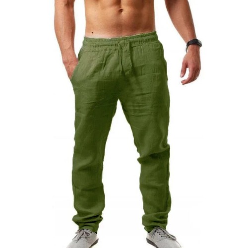 Baumwolle Leinen Haremshose Herren Einfarbig Gummibund Streetwear Jogginghose 2025 - Bild 29 von 44