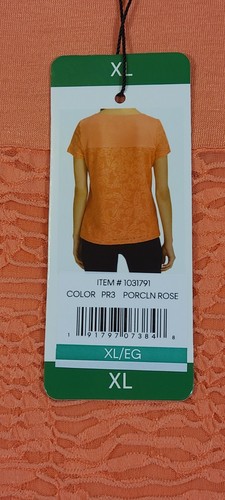 Calvin Klein Coral Blouse Lace Over T-Shirt Round Neck Short Sleeve Womens XL - Picture 8 of 12