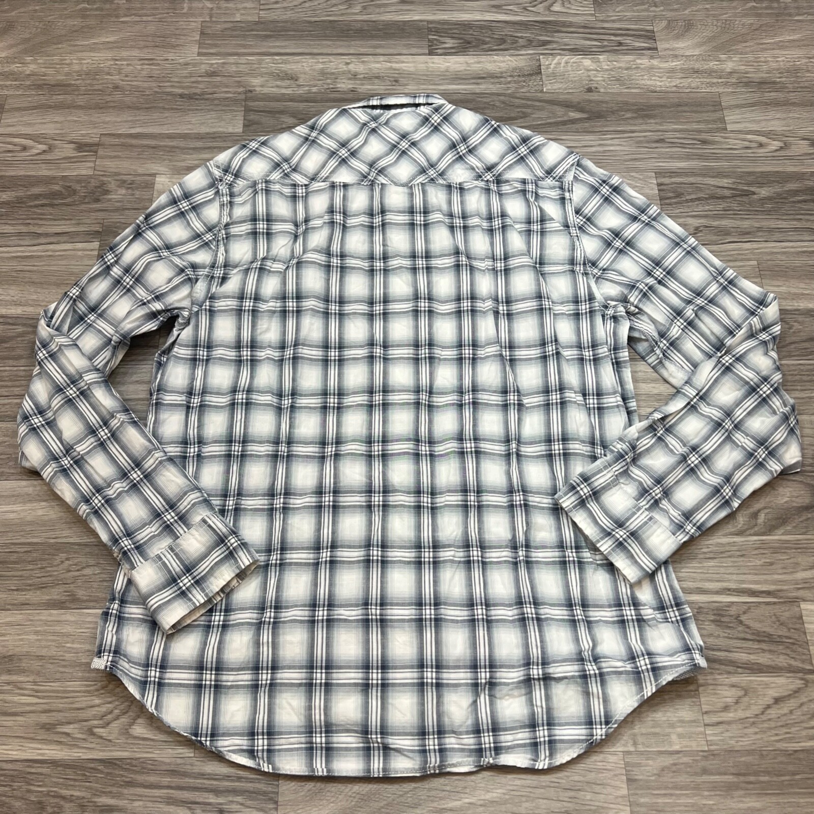 AMERICAN EAGLE Men's White/Gray Long Sleeve Button Down Size Large