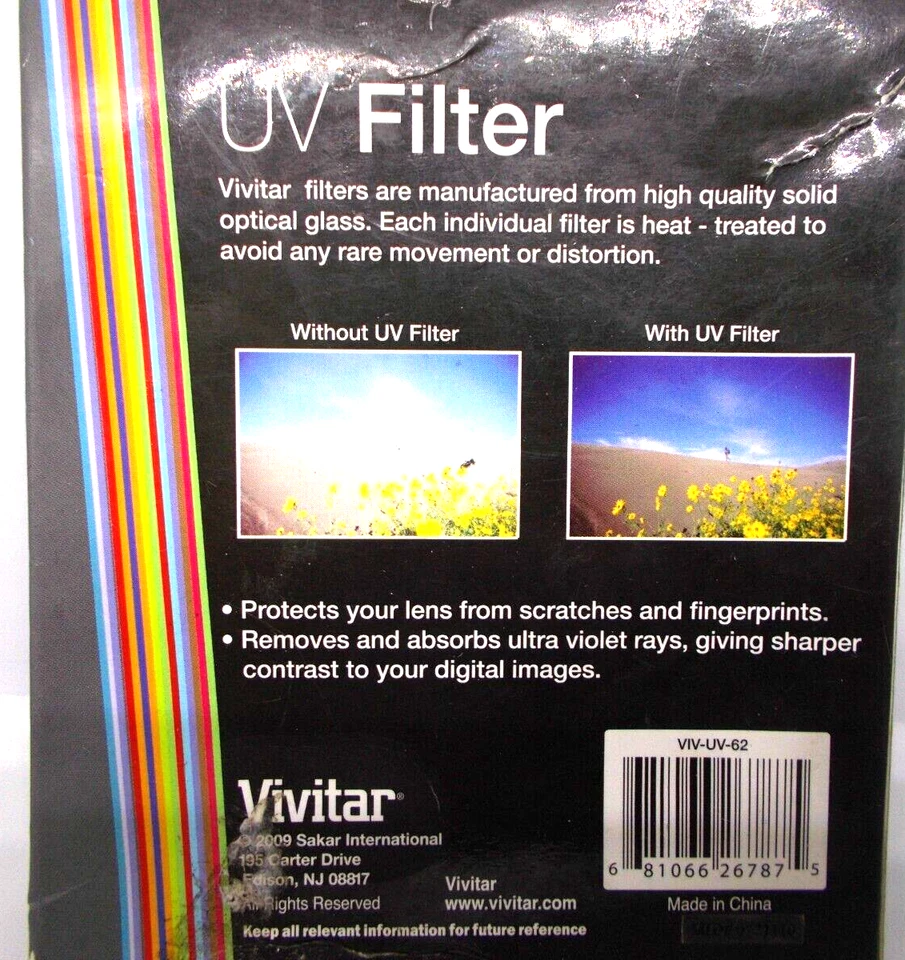 Vivitar UV-62 62 mm Filter new in box, sealed, damaged box - Image 2 of 2