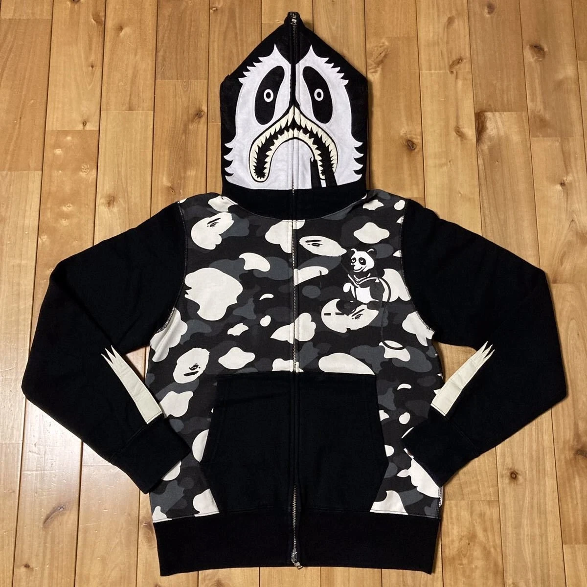 BAPE Mix logo full zip hoodie black A Bathing Ape Size XL