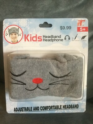 CVS KIDS HEADBAND HEADPHONE GRAY CAT KITTEN PLAYS MUSIC - SEE DESCRIPTION 