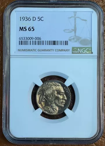 1936 D Buffalo Nickel 5C NGC MS65