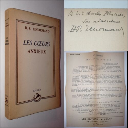 H.R LENORMAND - Les Coeurs anxieux. EO 1947. ENVOI AUTOGRAPHE À CHARLES PLISNIER - Picture 1 of 7