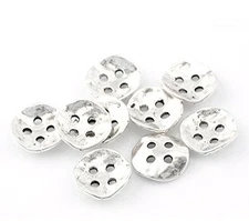PEPPERLONELY Brand 10PC Antique Silver 4 Holes Round Sewing Metal Buttons 14x14m