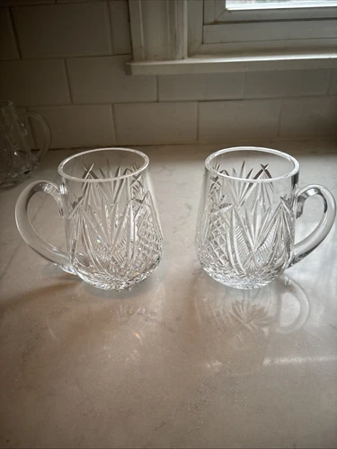 Vintage Waterford Crystal Beer Mugs Set Of 2 Matching