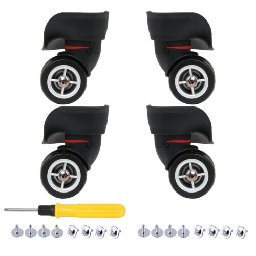 Luggage Wheels Repair W042 Small Case Roller Black Plastic with Screws Pack of 4 - Imagen 1 de 15