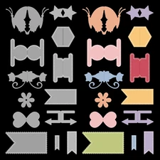 13Pcs Metal Bookmark Cutting Dies Tag Die Cut Tab Banner Cutting Die Carbon Stee