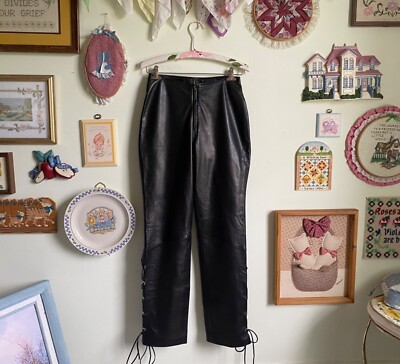 90's/00's Johnson Leathers edgy mid/high rise straight leg leather pants