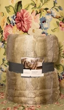FOX FAUX FEELS REAL FUR Throw ULTRA PLUSH Brown Tan & Cream OMBRÉ GLAMOR Blanket