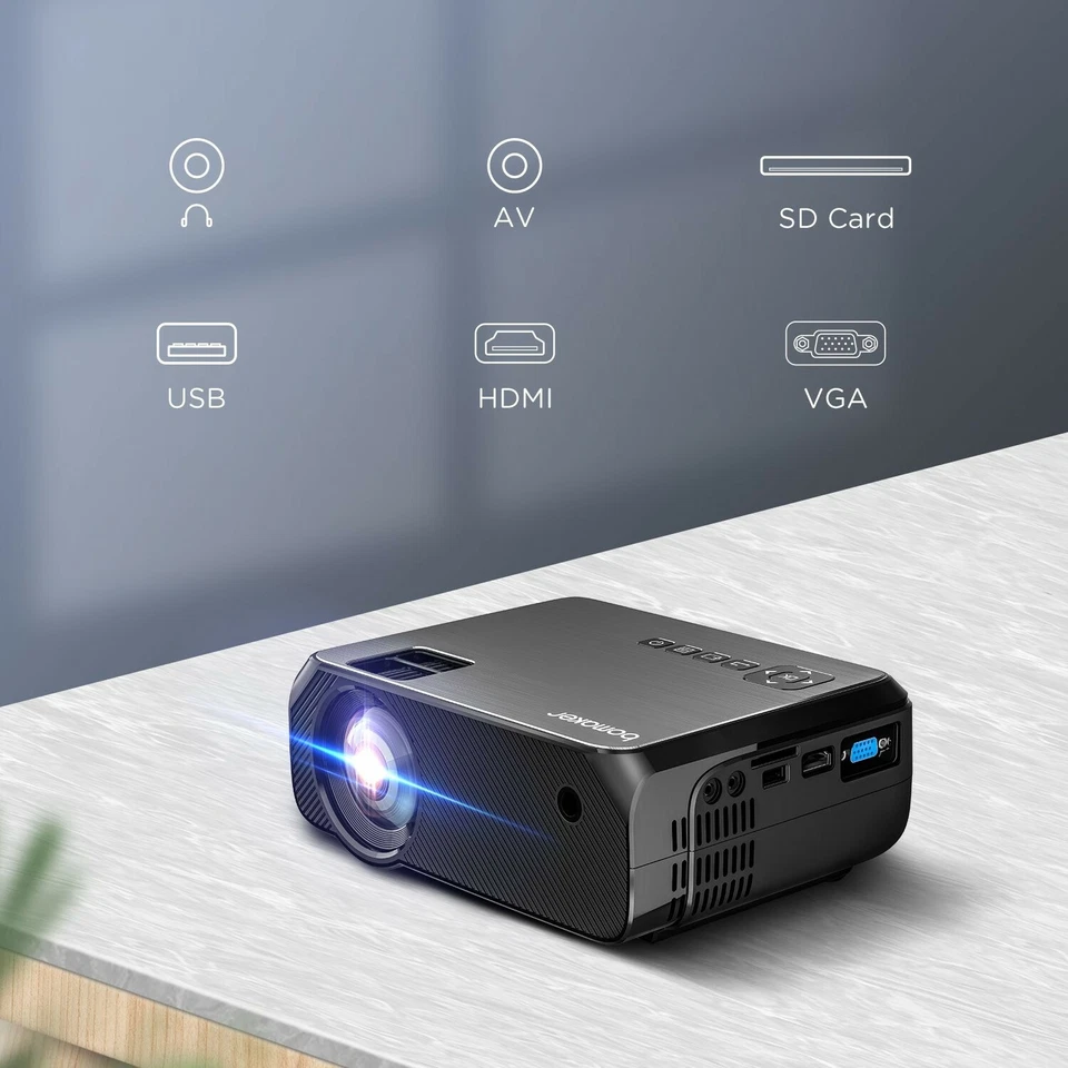 BOMAKER WiFi Projector, Full HD Native 1080P Supported Portable Projector, 6500  - Image 3 of 4