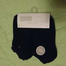The Children's Place Unisex Kid's Ankle Socks 6-Pack Black SMALL 11-13 NWT