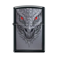Zippo Lighter - Dragon Head Design with Red Eyes Black Matte - 855971