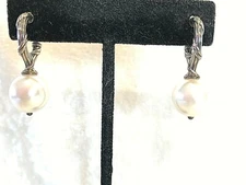 PETER THOMAS ROTH STERLING & SIMULATED WHITE PEARL EARRINGS (M1552-1120)