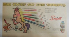 Scripto Pens & Pencils Ad: Big Chief Go For Scripto from 1940's Size: 7 x 15 in