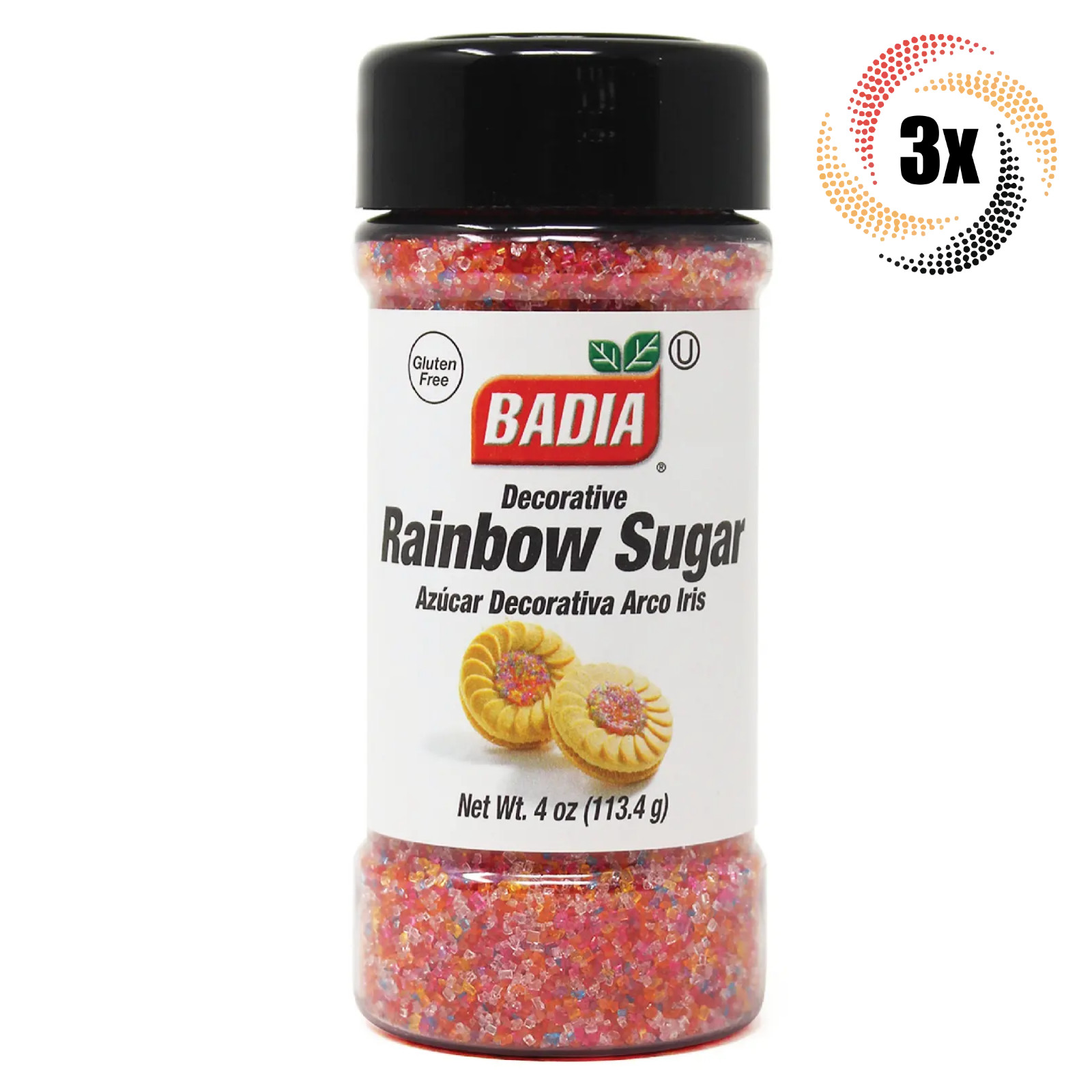 3x шейкеры Badia с декоративной радужной сахарной приправой | 4 унции | Безглютеновые и кошерные
