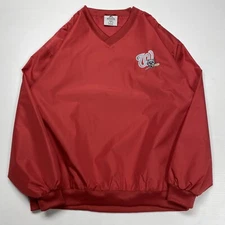 Augusta Sportswear Wolves Mens L Red Pullover Microfiber Athletic Retro Baseball