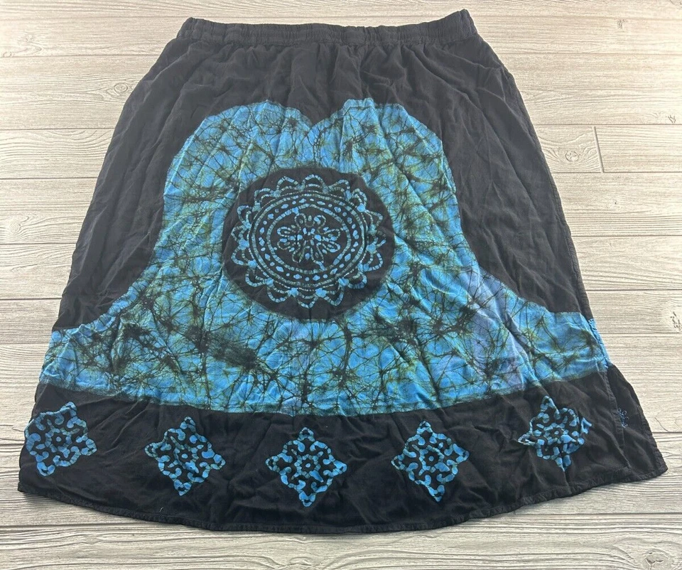 Maxi Falda Funky People Talla Libre Negra con Cordón Bordado Tie Dye Azul Foto 4 de 4