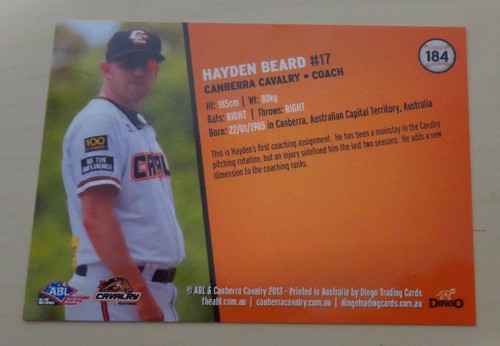 2014 HAYDEN BEARD Australian Baseball - Canberra Cavalry - San Antonio Missions - Picture 2 of 2