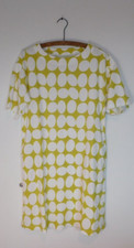 UNIQLO UT Finlayson Chartreuse Yellow White Polka Dot Shift Dress XS