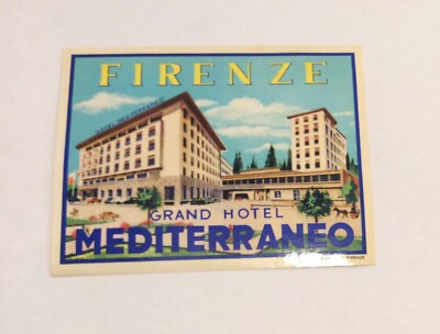 Grand Hotel Mediterraneo Firenze Vintage Luggage Label
