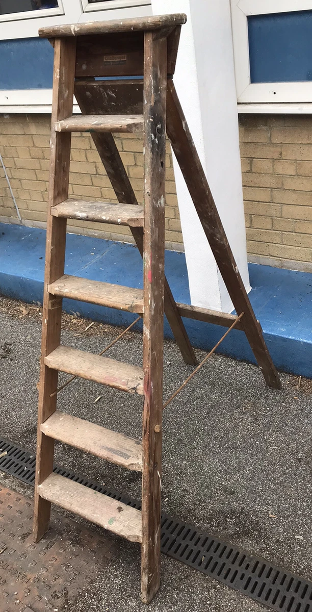Vintage CHALLENGER YOUNG MAN 6 Tread Wooden Step Ladder eBay