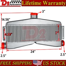 TWin Turbo Intercooler Universal 24"x7"x3.5" Core 2.5" Inlet 3" Center Outlet