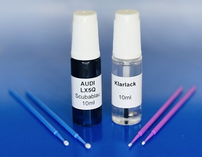 Lackstift-Set AUDI LX5Q X5Q Scubablau met. + Klarlack , 2 x 10ml + 4 Lacktupfer