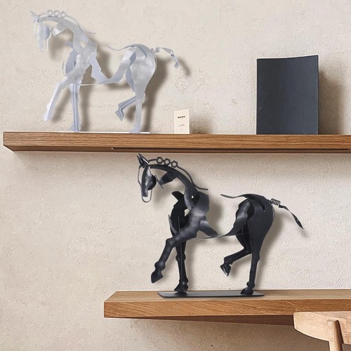 Handmade Horse Statue Unique Rustic Decor Metal Sculpture Handicraft Gift White - Picture 6 of 6