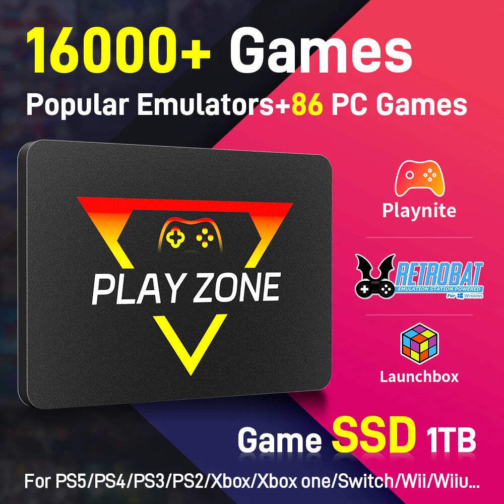 Playzone 1TB SSD&Game Consoles For PS5/PS4/PS3/Xbox/Xbox one
