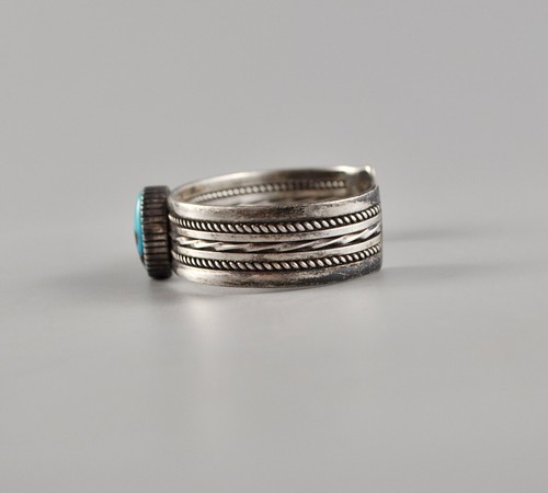 Vtg FT Native American Indian Navajo Sterling Silver Turquoise Bracelet Cuff - Picture 6 of 8