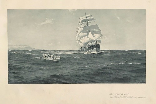 Sailing Ship Off Valparaiso by Somerscale 1902 original Photogravure print - Picture 4 of 4