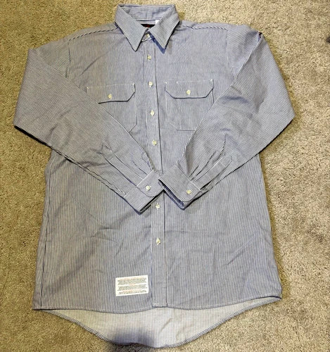 Bulwark FR Shirt Mens L/XLN Long Hickory Stripe Excel FR 8 ATPV Work Button NWOT - product listing photo