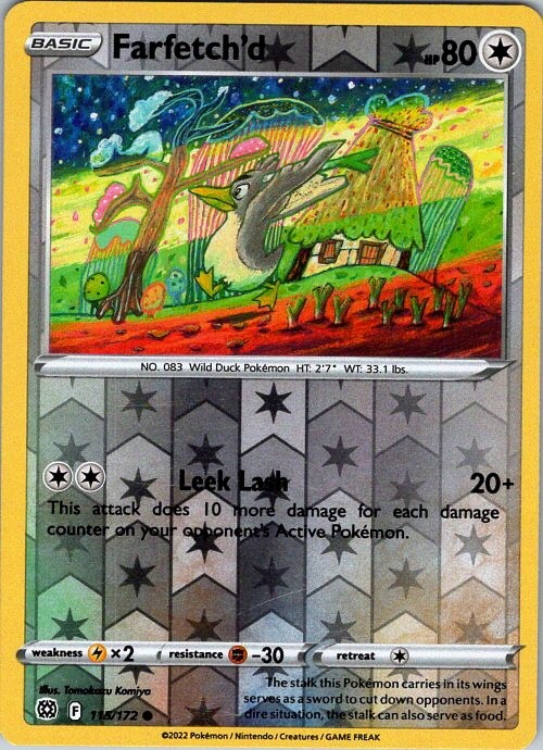 FARFETCH'D 115/172 COMMON BRILLIANT STARS POKEMON REVERSE HOLO NEAR MINT