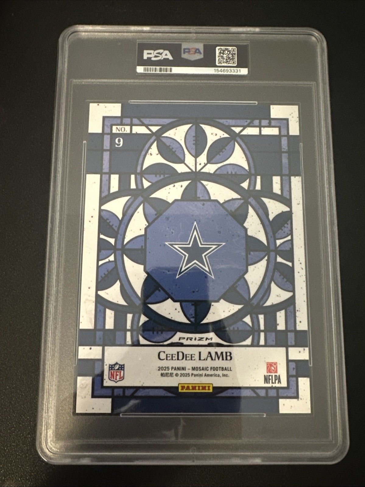 2025 Panini Mosaic Football CeeDee Lamb Jumbo Stained Glass #9 PSA 10 view 2