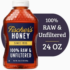 Fischers Honey, 24oz Raw and Unfiltered, Local 100 US Grade Squeeze Bottle New