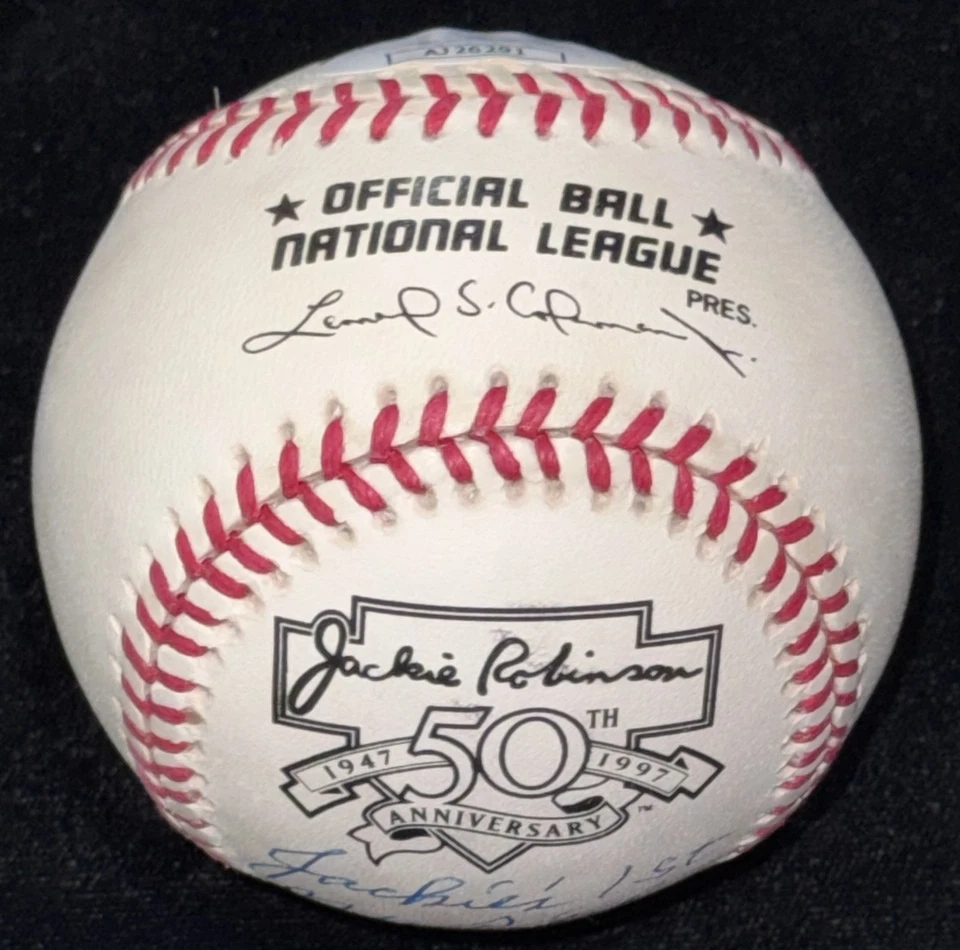 John Sain "1st Pitch Jackie Robinson Debut" Signed Baseball Auto Ball w/box JSA - Image 4 of 4