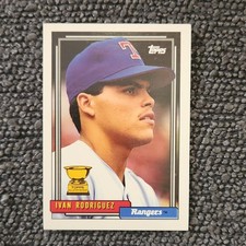 Topps 1992 All-Star Rookie Ivan Rodriguez #78 Texas Rangers Baseball Card. rookie card picture