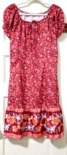 FLASH SALE! NEW Womens Peasant Dress XL Wine Red Pink Coral Floral Cap Short Slv