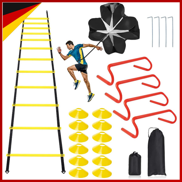 Agility Training Set Koordinationsleiter Mit 4 HüRden 12 HüTchen FüR Sportarten-image