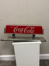 Vintage Coca-Cola "Enjoy Coca-Cola" soda fountain machine topper sign.