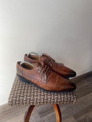 Melvin & Hamilton Toni 1 Brown Croco Embossed Leather Derby Shoes Men's Size 41