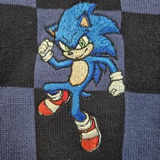 Sonic Hedghog Hoodie Sweatshirt Mens Medium Blue Ilthy Checkered Pullover