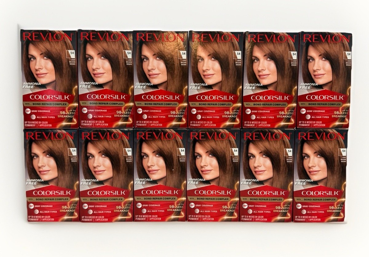 Pack of 12) Revlon ColorSilk Hair Color Dye #54 Light Golden Brown