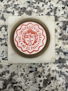 Vintage University of Texas El Paso paper weight Rare GD Italy