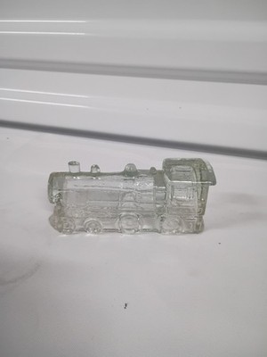ANTIQUE GLASS CANDY CONTAINER LOCOMOTIVE TRAIN ENGINE JENT GLASS CO SMALL 888