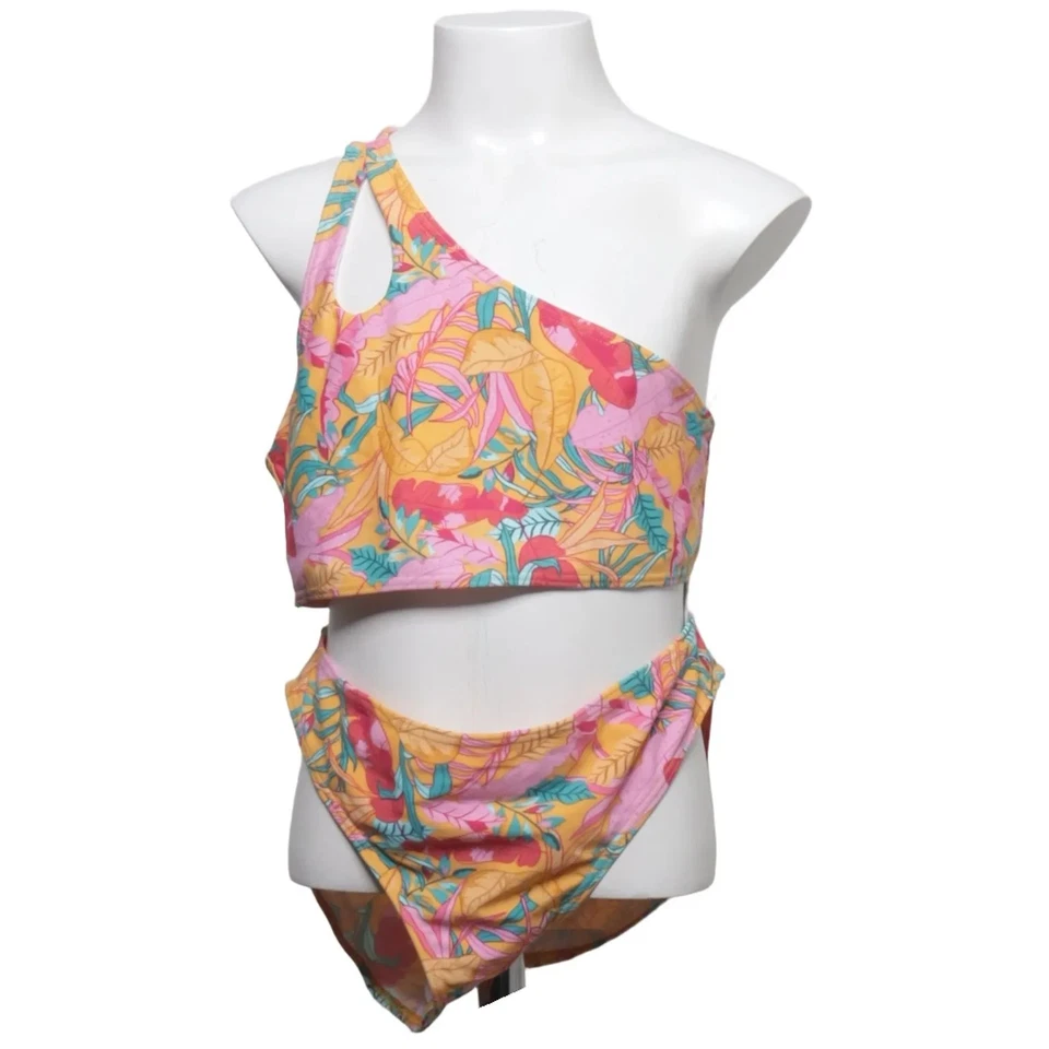 Bikini, taille : 158/164, polyamide, jaune/rose/vert/rouge/multicolore, fleur... - Photo 1/4