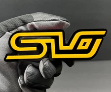 (2PC) "SLO" JDM Emblem 3D YELLOW Acrylic Fender/Tailgate Grill Badges Racing